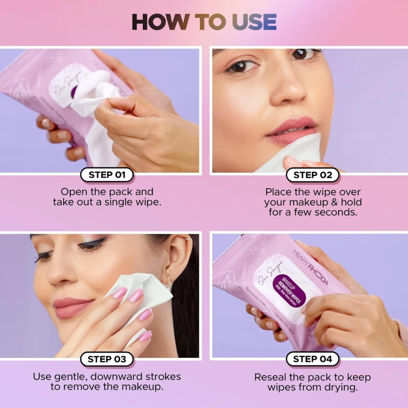 Hilary Rhoda One Swipe Makeup Remover Wipes | Removes Waterproof Makeup | Aleo Vera Infused Makeup Remover Wipes | Hydrating & Cleansing Facial Wipes | Paraben-Free | 25 pcs thumbnail 6